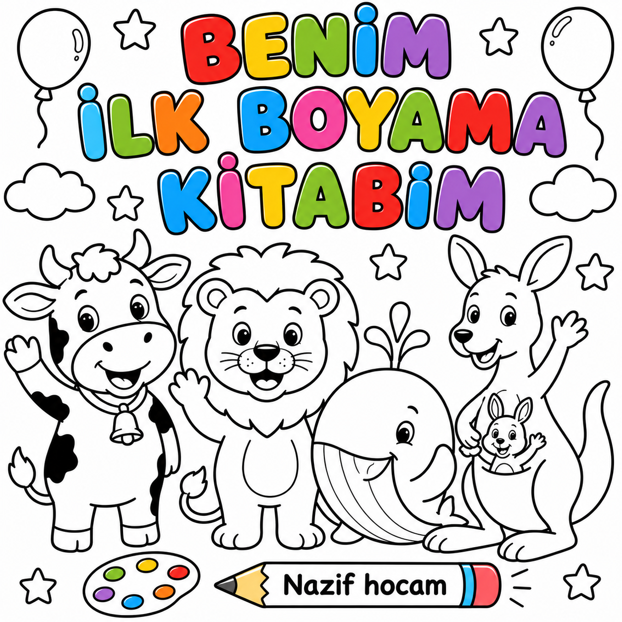 1. Sınıf Eğitici ve Eğlenceli Boyama Kitabı 25 SAYFA (PDF) – Harfler, Hayvanlar ve Okul Macerası