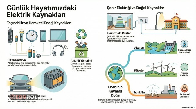 ÇEVREMİZDEKİ FARKLI ELEKTRİK KAYNAKLARI AFİŞİ
