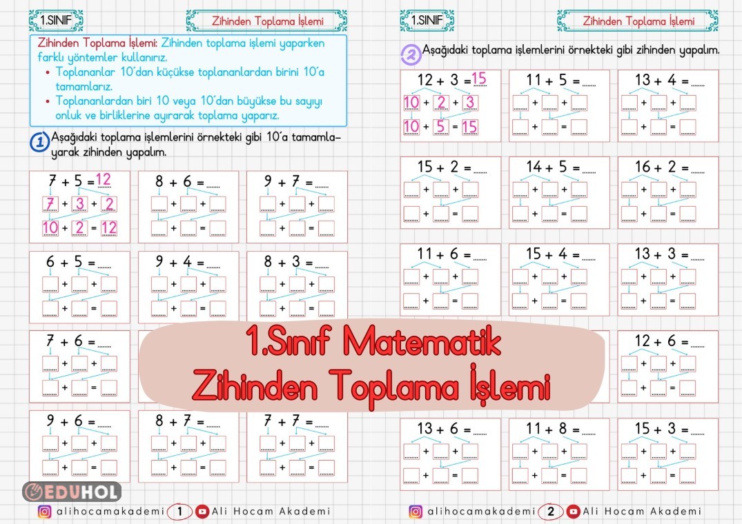 1.Sınıf Matematik- Zihinden To... | Eduhol - Ders Videoları İzle Online ...