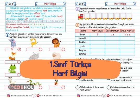 1.Sınıf Türkçe - Harf Bilgisi