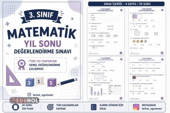 Matematik Yıl sonu sınavı(karne notu için kullanacağım)