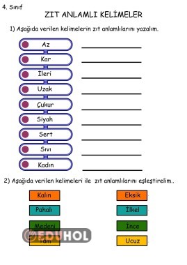 Zıt anlamlı kelimeler