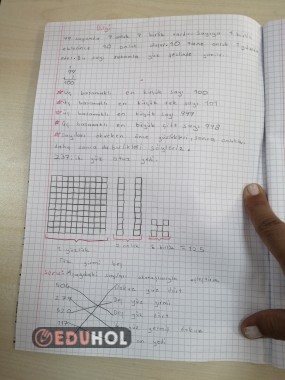 3 Basamaklı Doğal Sayılar defter çalışması