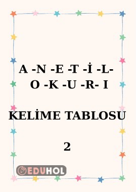 A-N-E-T-İ-L-O-K-U-R-I KELİME TABLOSU 2