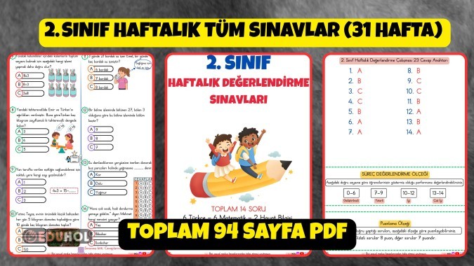 2. SINIF HAFTALIK TÜM SINAVLAR TEK PDF (94 SAYFA)