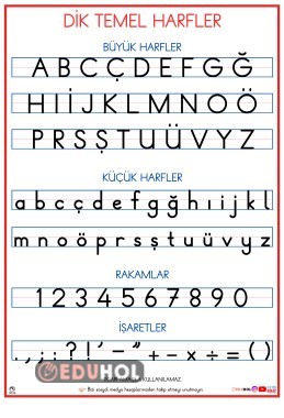 DİK TEMEL HARFLER POSTERİ (12 SAYFA A4)
