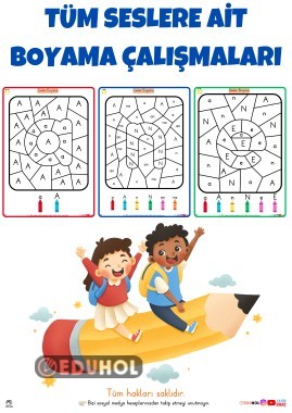 TÜM SESLERE AİT BOYAMA SAYFALARI PAKETİ 29 SAYFA