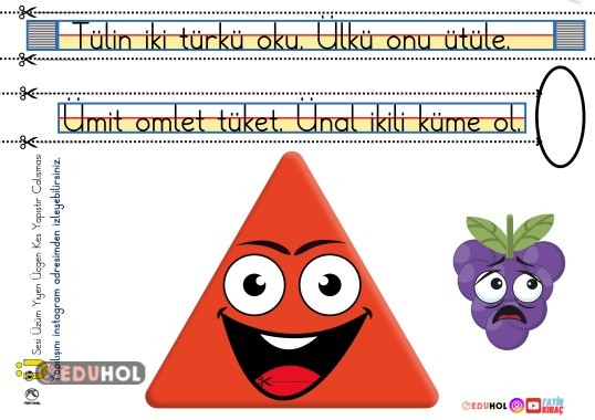 Ü Sesi Üzüm Yiyen Üçgen Kes Yapıştır Çalışması