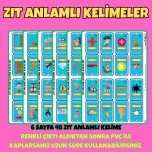 ZIT ANLAMLI KELİMELER KARTLARI MATERYALİ