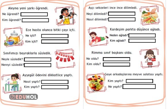 Basit okuma - anlama çalışmaları