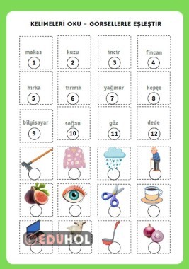 Kelimeleri oku - görsellerle eşleştir