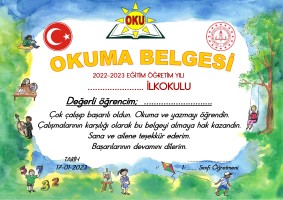 1. Sınıf okuma belgesi