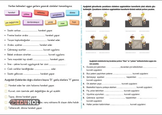 3. SINIF FEN BİLİMLERİ (Cisimleri Hareket Ettirme ve Durdurma)-2