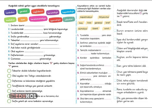 3. SINIF HAYAT BİLGİSİ (Kaynaklar Tükenmesin)-1