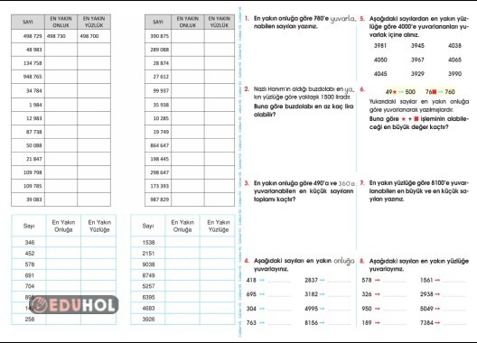 4. SINIF MATEMATİK (Oluğa ve Yüzlüğe Yuvarlama)-4
