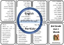 2. Sınıf 1. Ünite : Words Kelime Kitapçığı