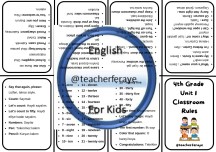 4. Sınıf İngilizce 1. Ünite Kelime Kitapçığı