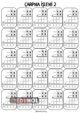 Çarpma işlemi etkinlik sayfası