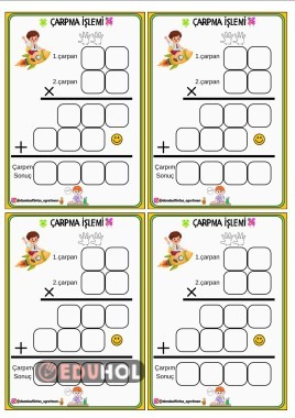 Çarpma işlemi sablonu küçük boy