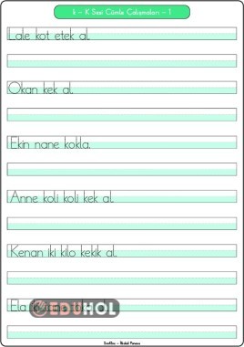 K Sesi Cümle Okuma ve Yazma Çalışmaları-1
