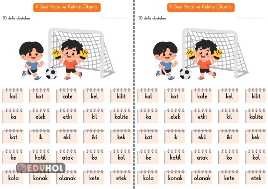 K Sesi Hece ve Kelime Okuma Çalışması