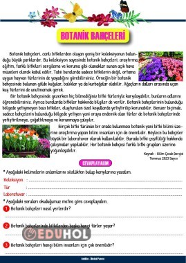 Okuduğunu Anlama - Botanik Bahçeleri