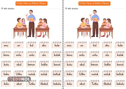 U Sesi Hece ve Kelimeleri Okuma