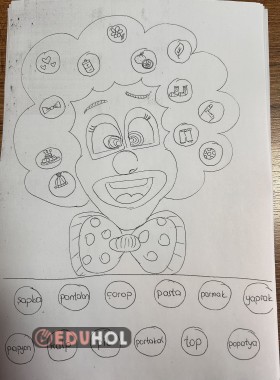 P sesi oku anla  kes yapıştır Palyaço etkinliği