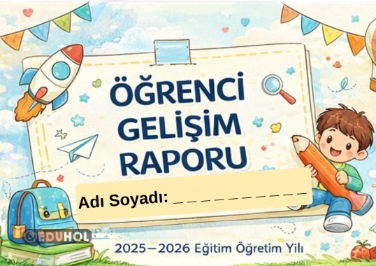 1. ve 2. sınıflar öğrenci gelişim raporu kapağı