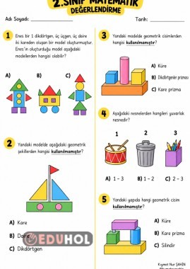 geometrik şekiller ve cisimler değerlendirme soruları