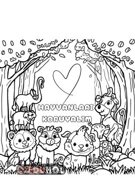 Hayvanları Koruyalım Boyama Sayfası