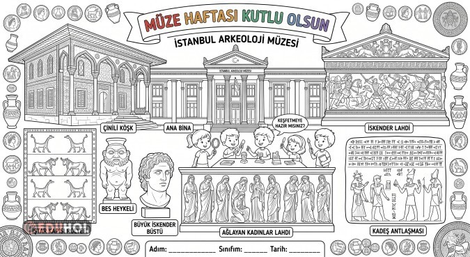 Müzeler Haftası  Boyama Sayfası- İstanbul Arkeoloji Müzesi