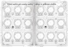 Analog Saat Çizimi Boyamalı Şablon