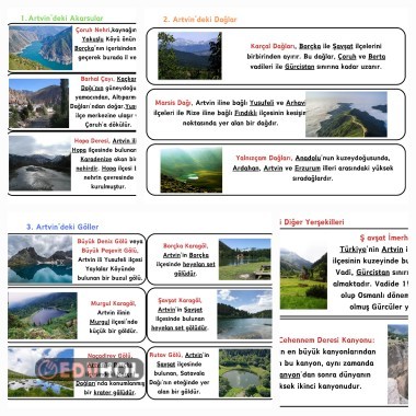 Artvin ilindeki yer şekilleri