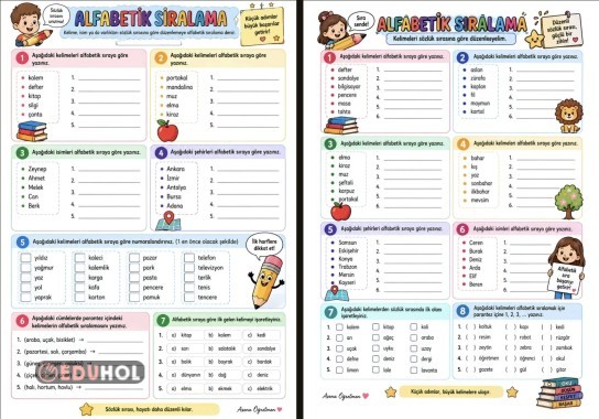 Alfabetik Sıralama Çalışma Kağıdı