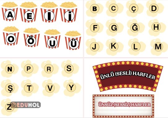 Sesli - Sessiz Harfler Pano Görselleri