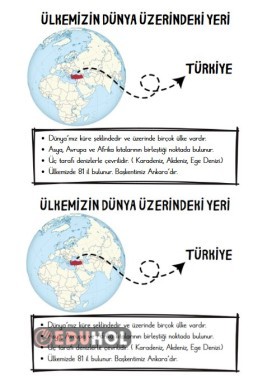 2.SINIF ÜLKEMİZDE HAYAT DÜNYA HARİTASI ÜZERİNDE TÜRKİYE DEFTER ŞABLONU