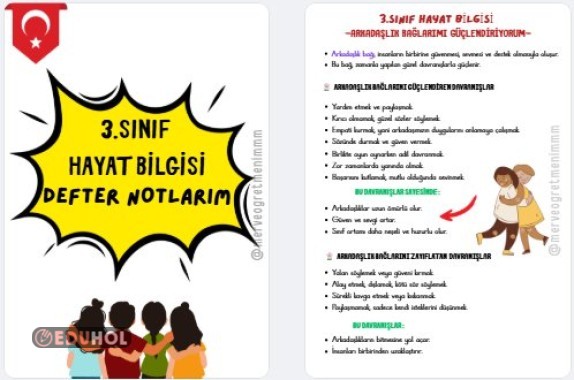 3.SINIF HAYAT BİLGİSİ ARKADAŞLIK BAĞLARIMI GÜÇLENDİRİYORUM