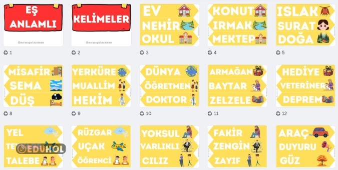 EŞ ANLAMLI KELİMELER PANO İLKOKUL