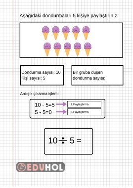 bölme işleminde ardışık çıkarma bir sayfa örnek 2. sayfayı öğrenciler yapabilir