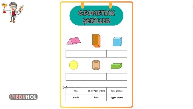 Geometrik Şekiller Yaz - Kes - Yapıştır - Pdf