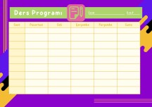 TÜM SINIFLAR İÇİN DERS PROGRAMI ŞABLONU