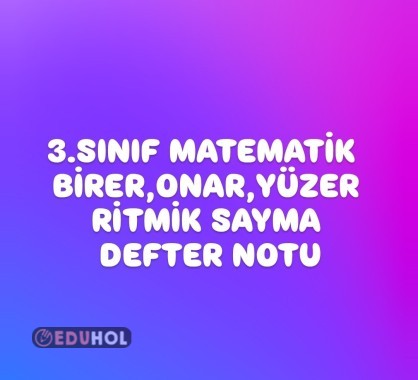 3.SINIF MATEMATİK BİRER, ONAR, YÜZER RİTMİK SAYMA DEFTER NOTU