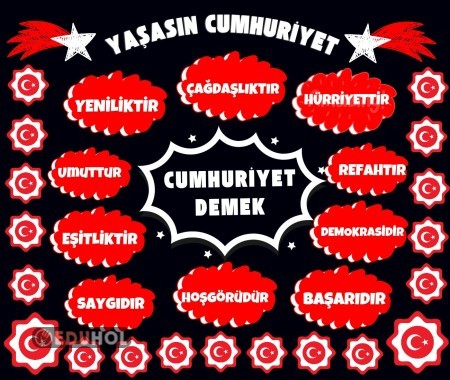 15 A4 Cumhuriyet Demek Adlı Okul Panosu