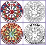 23 NİSAN MANDALA TOPAÇ YAPMA ŞABLONLARI