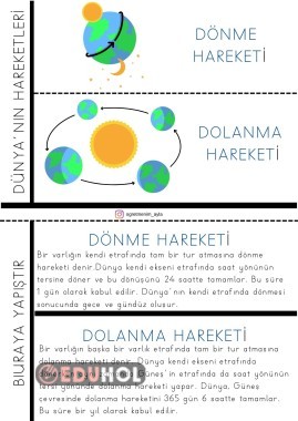 4. sınıf dünyanın hareketleri