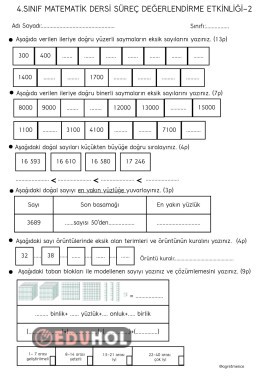 MATEMATİK SÜREÇ DEĞERLENDİRME ETKİNLİĞİ-2