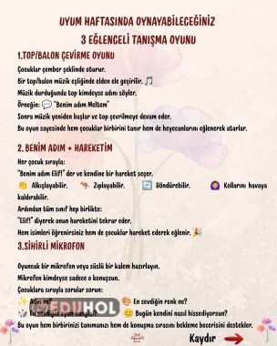 3 tanışma oyunu uyum haftası için