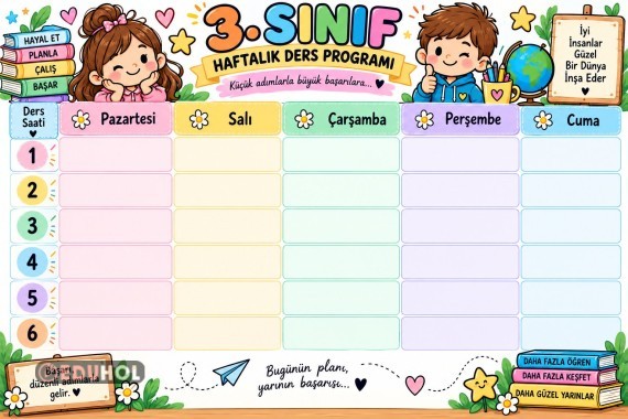 3. Sınıf Boş Ders Planı