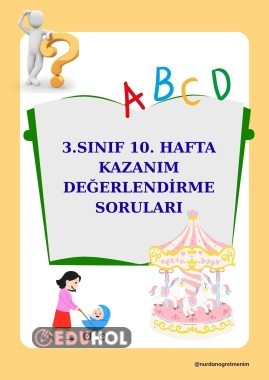 3. Sınıf 10. Hafta Kazanım Değerlendirme Soruları